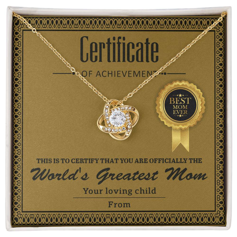 Necklace Gift For Mom - Certificate of Achievement