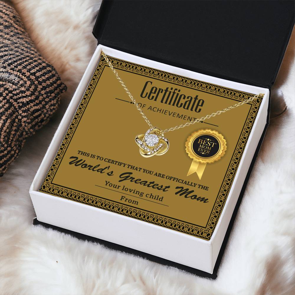 Necklace Gift For Mom - Certificate of Achievement