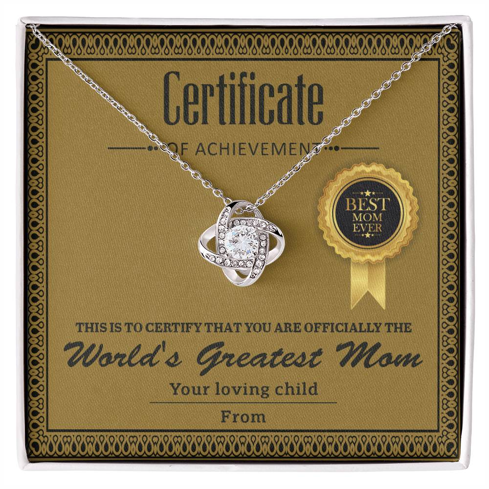 Necklace Gift For Mom - Certificate of Achievement