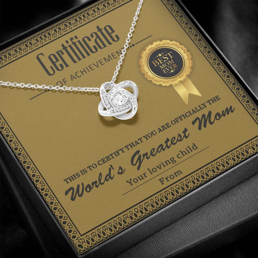 Necklace Gift For Mom - Certificate of Achievement