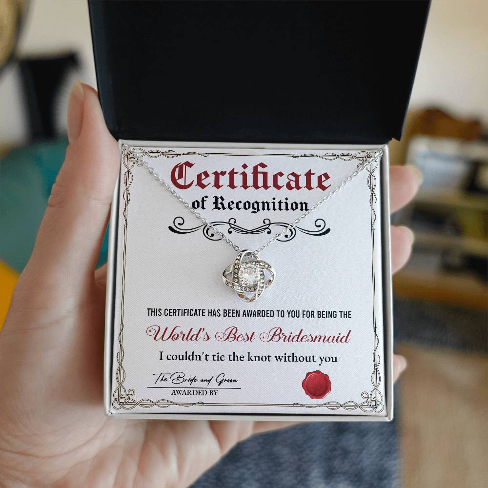 Wedding Gift For Bridesmaid - Certificate of Recognition