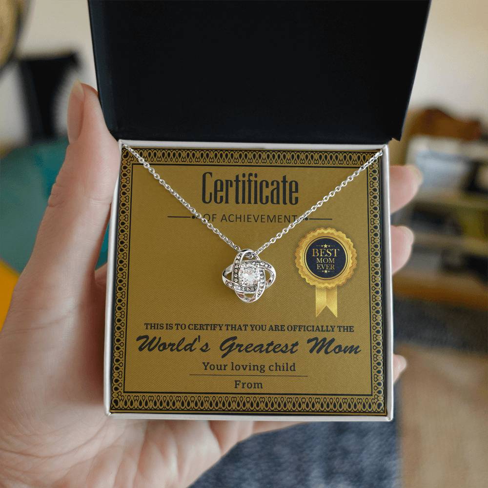 Necklace Gift For Mom - Certificate of Achievement