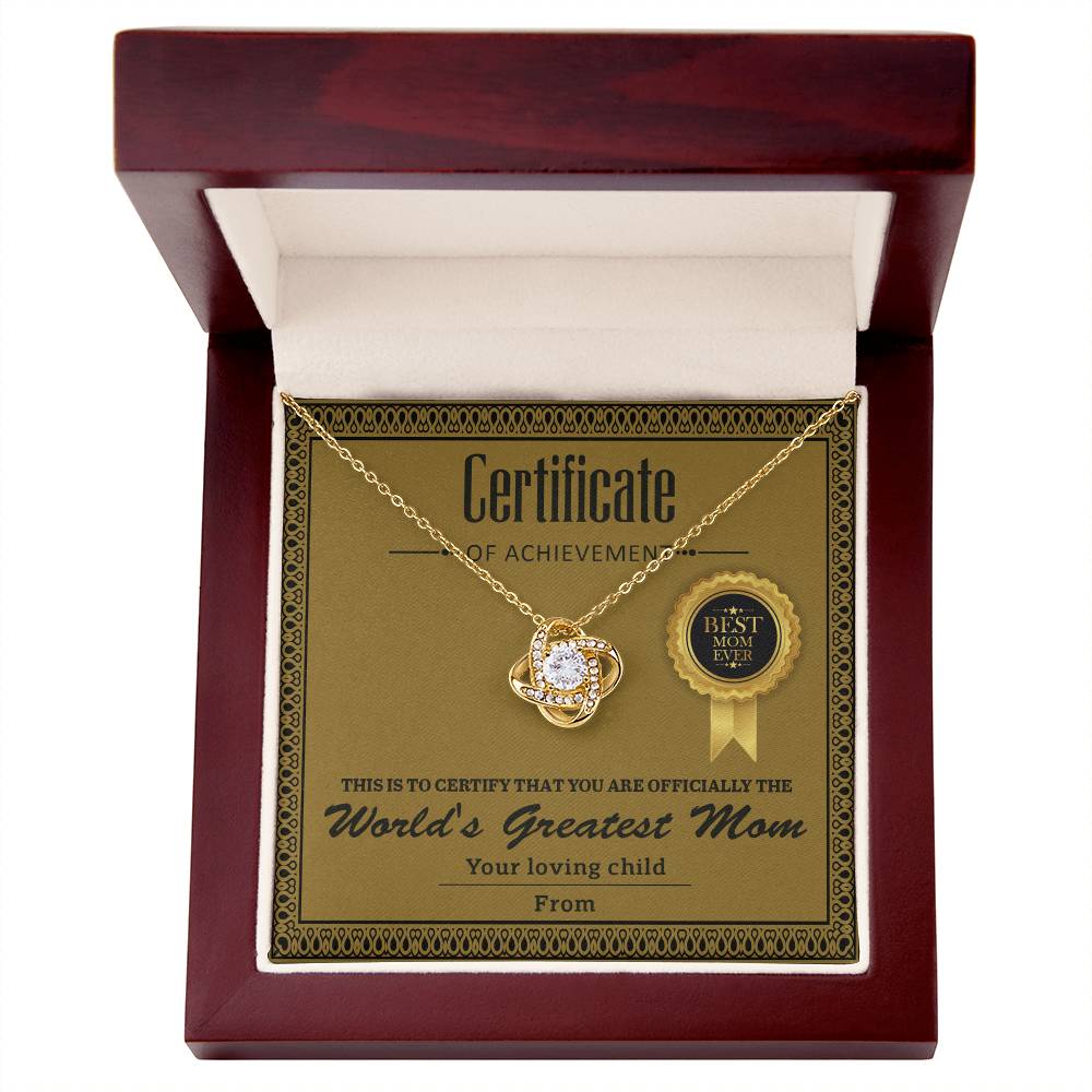 Necklace Gift For Mom - Certificate of Achievement