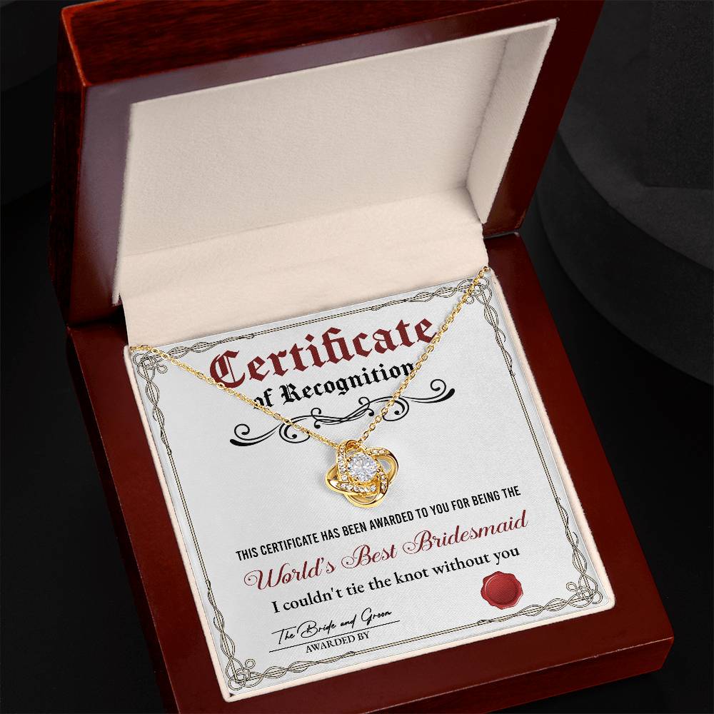 Wedding Gift For Bridesmaid - Certificate of Recognition
