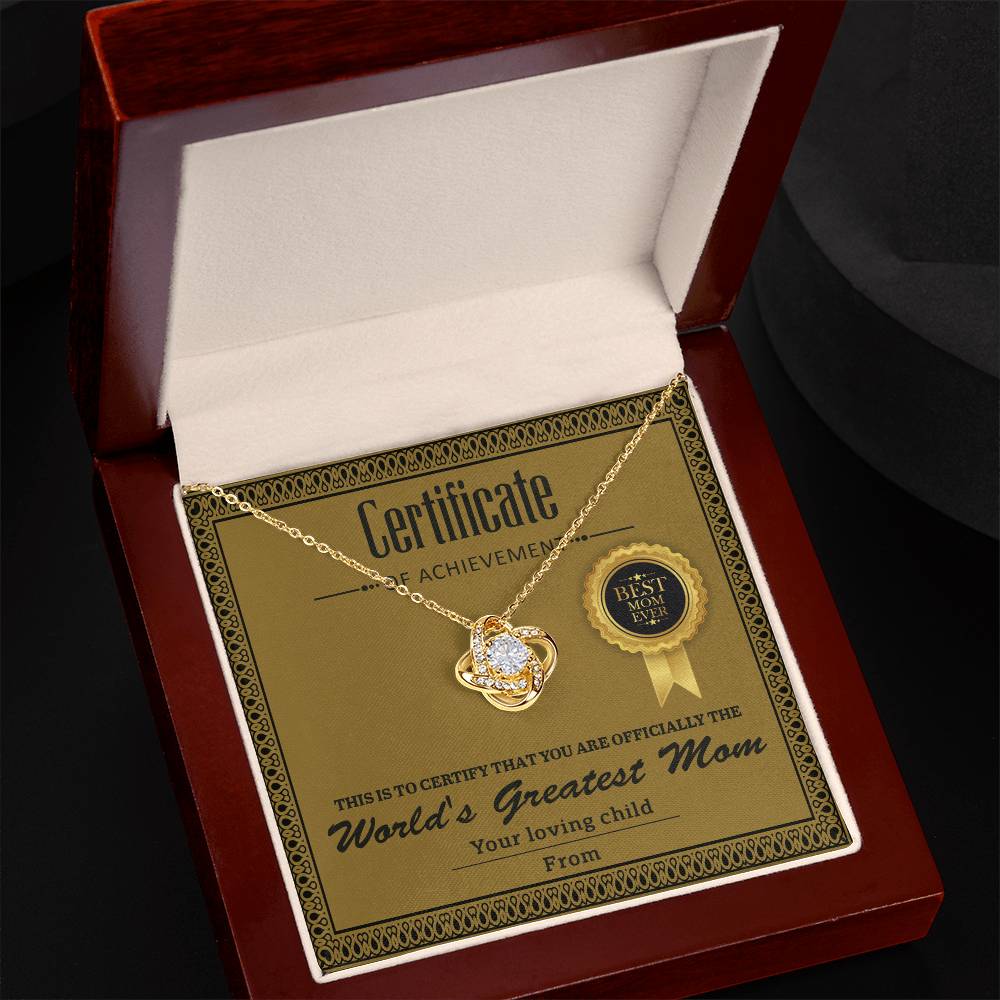 Necklace Gift For Mom - Certificate of Achievement