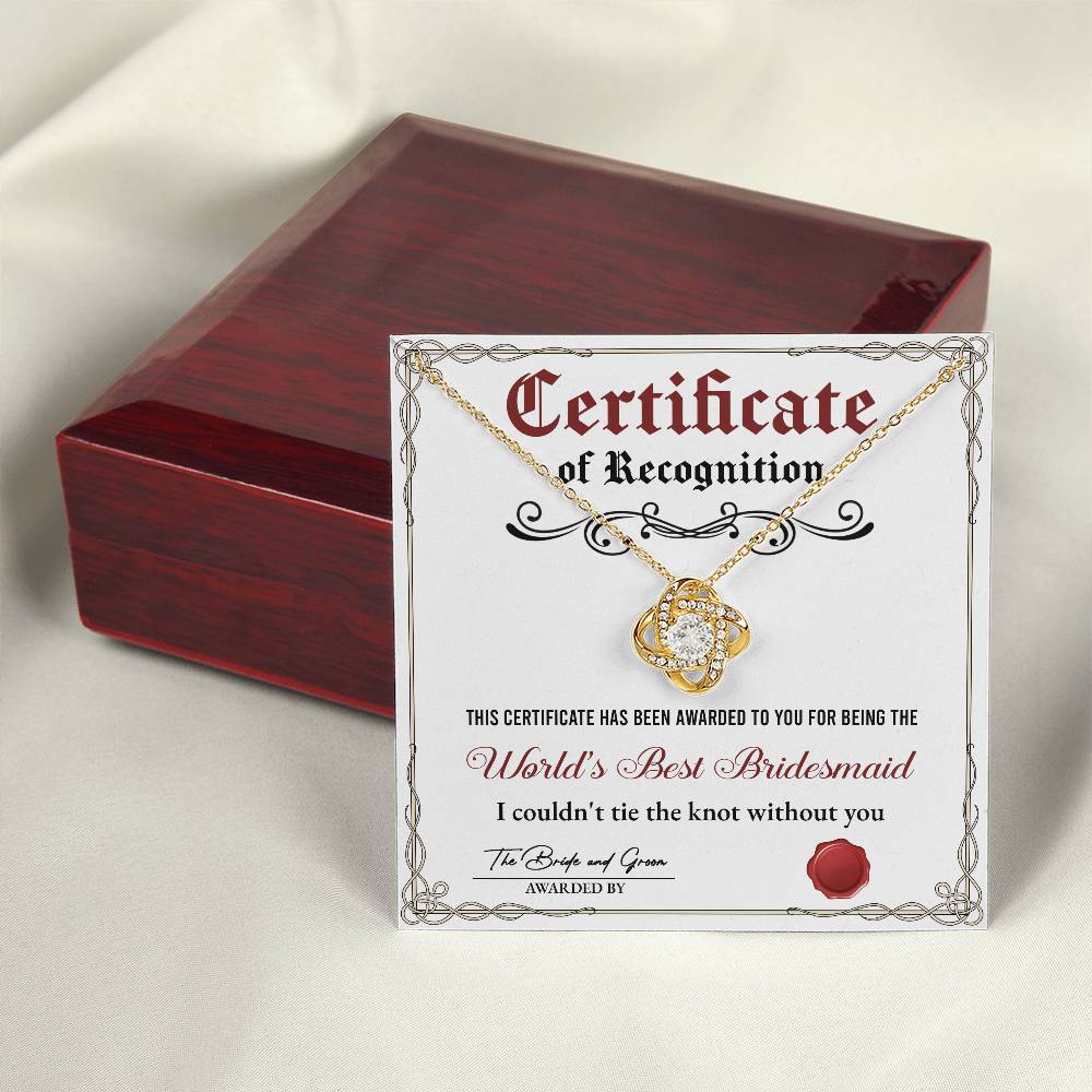 Wedding Gift For Bridesmaid - Certificate of Recognition