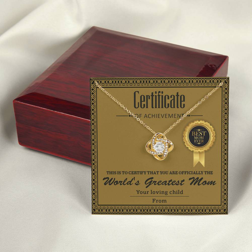 Necklace Gift For Mom - Certificate of Achievement