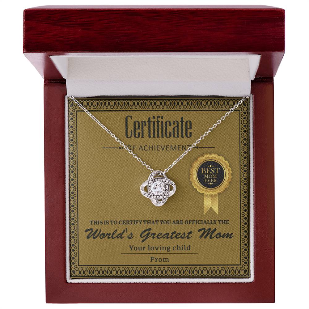 Necklace Gift For Mom - Certificate of Achievement