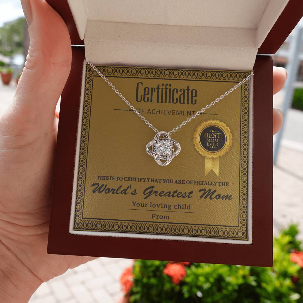 Necklace Gift For Mom - Certificate of Achievement