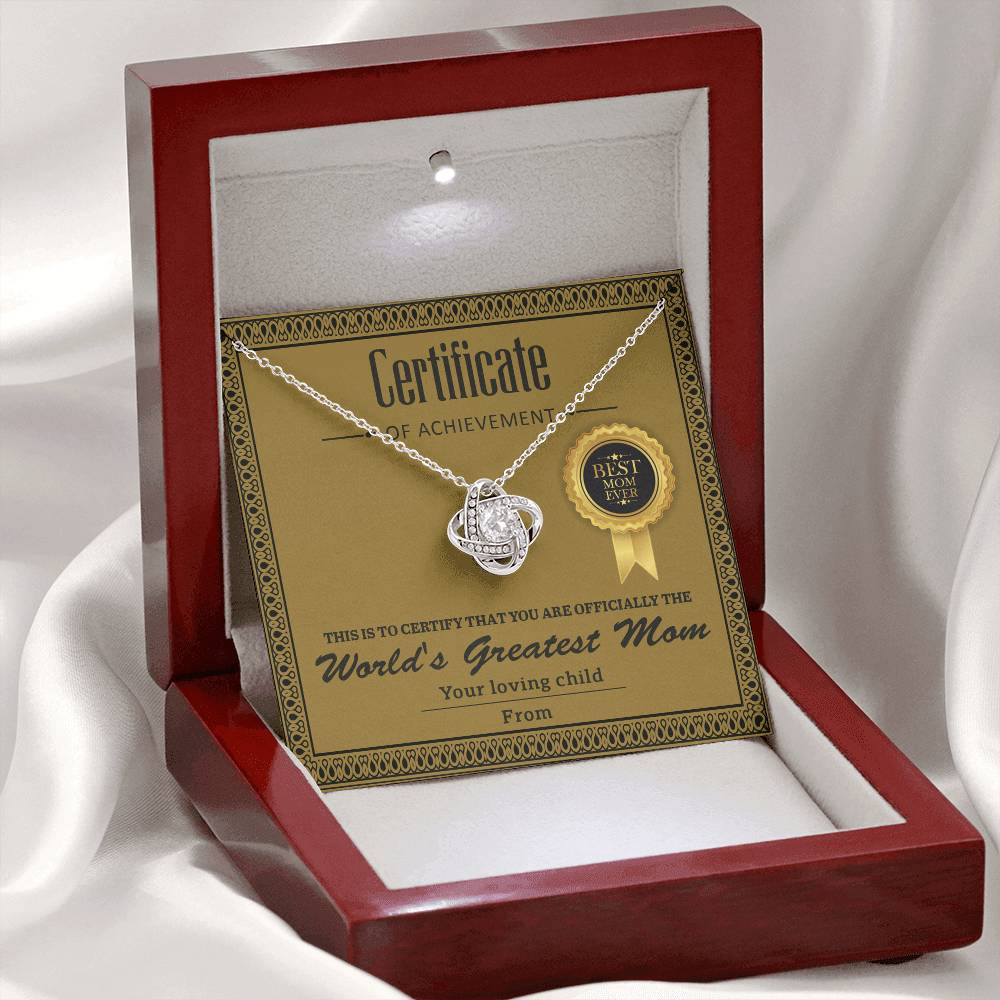 Necklace Gift For Mom - Certificate of Achievement
