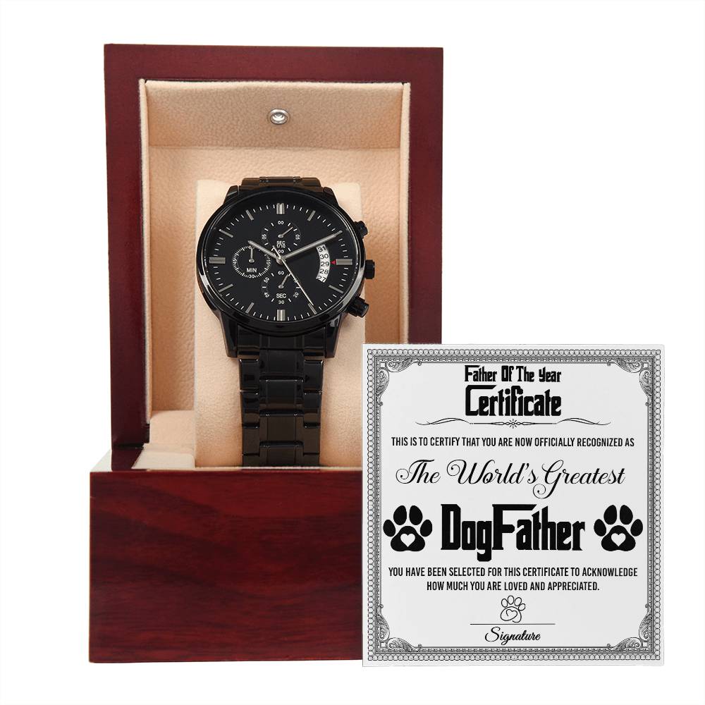 Metal Watch Gift For DogFather - Father Of The Year Certificate