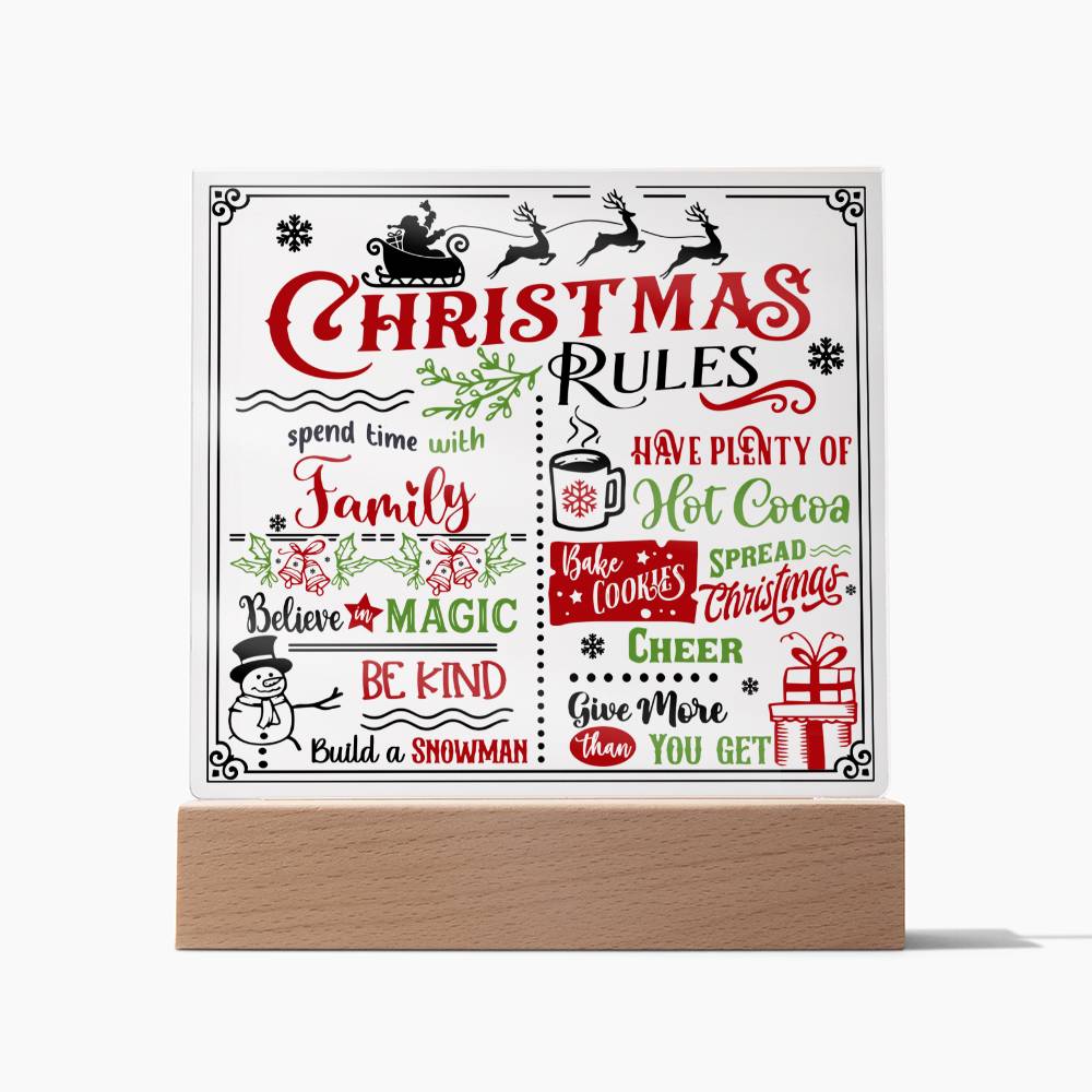 Holiday Acrylic Plaque Gift - Christmas Rules