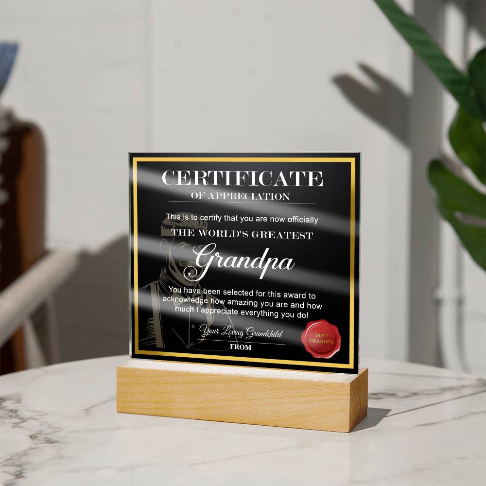 Acrylic Plaque Gift For Grandpa - World's Greatest Grandpa