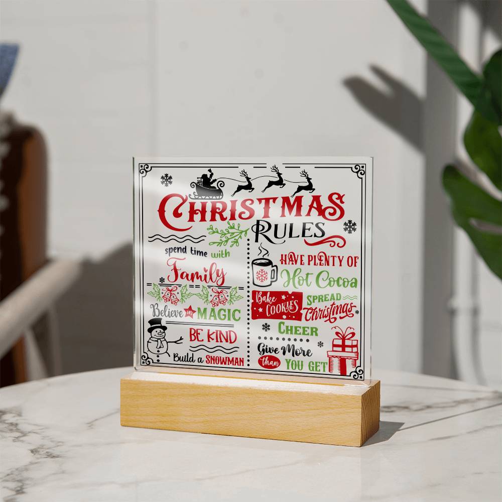 Holiday Acrylic Plaque Gift - Christmas Rules