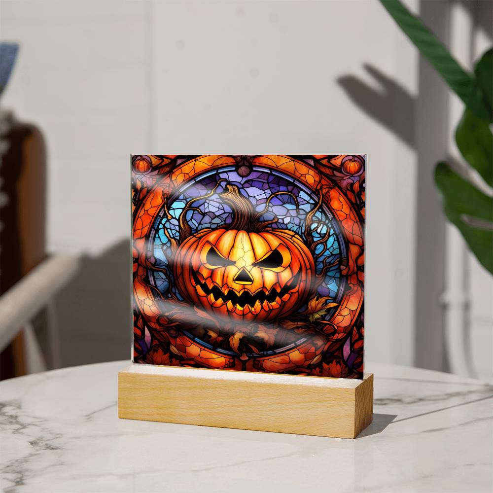 Halloween Acrylic - Pumpkin Stained Glass