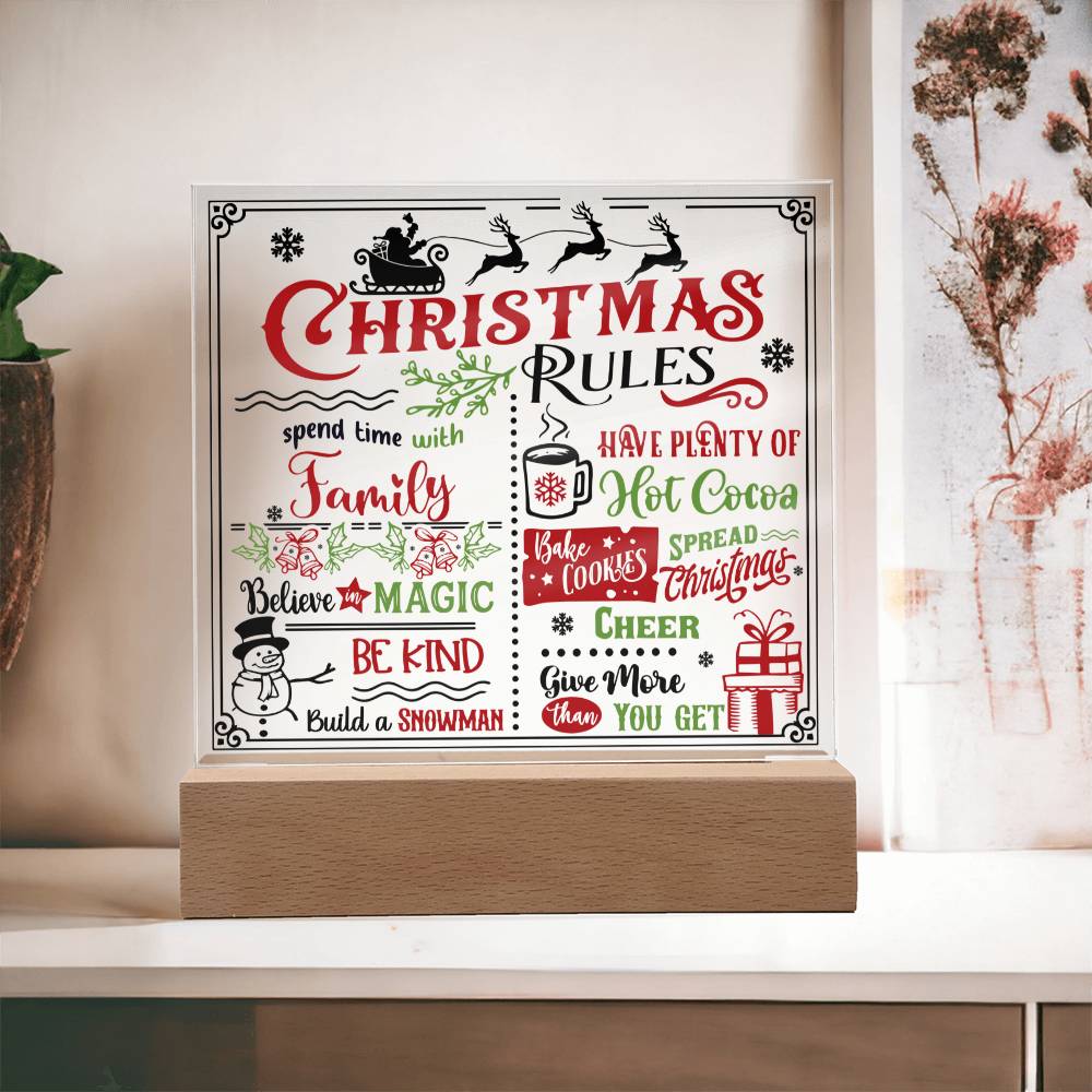 Holiday Acrylic Plaque Gift - Christmas Rules