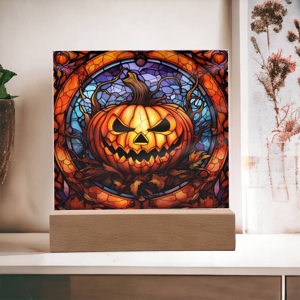 Halloween Acrylic - Pumpkin Stained Glass