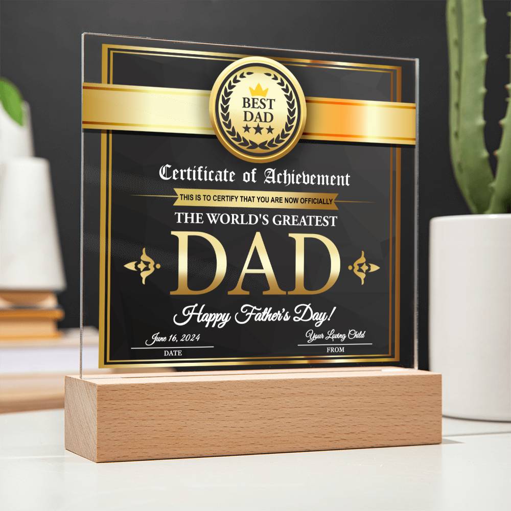 Acrylic Plaque Gift For Best Dad - From Your Loving Child