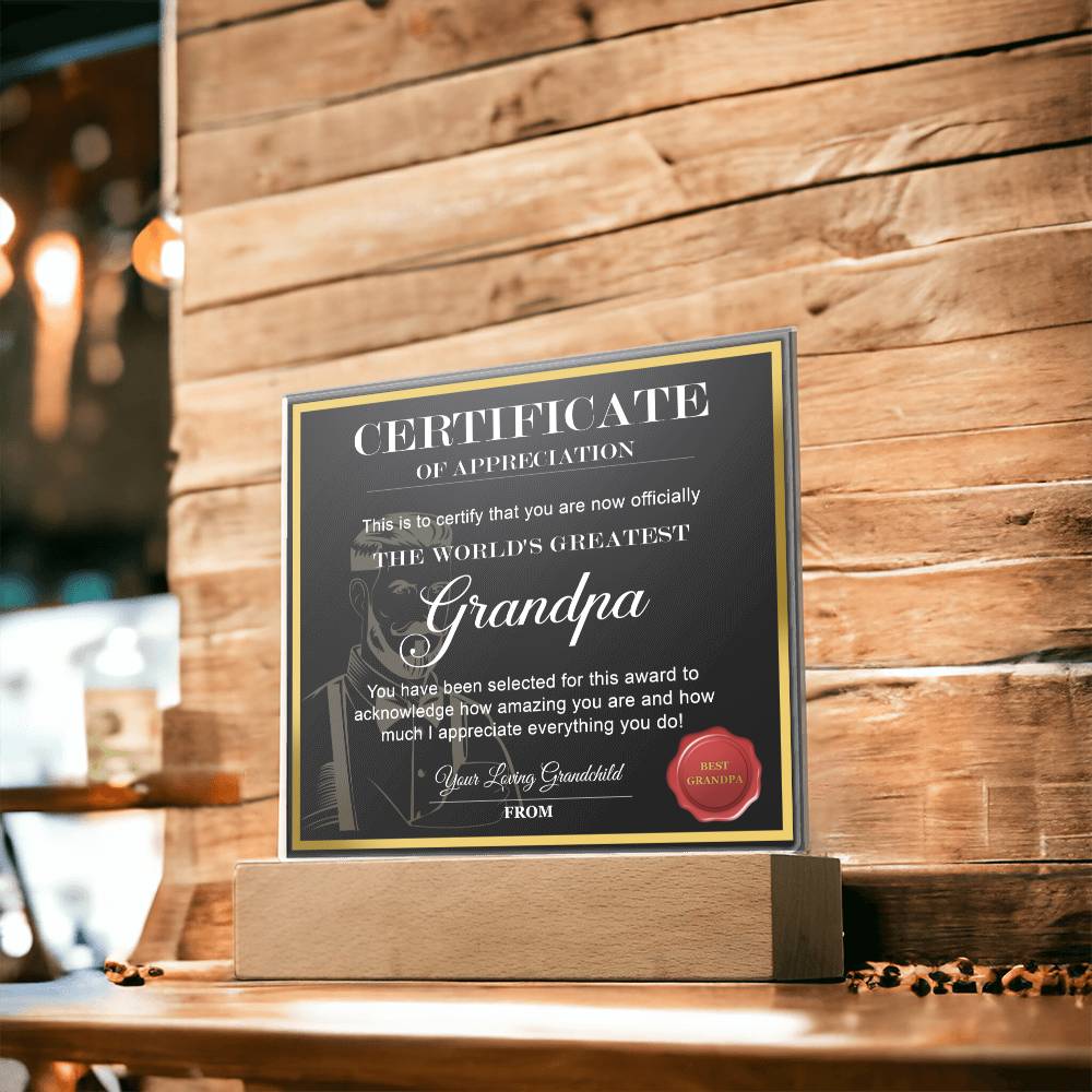 Acrylic Plaque Gift For Grandpa - World's Greatest Grandpa