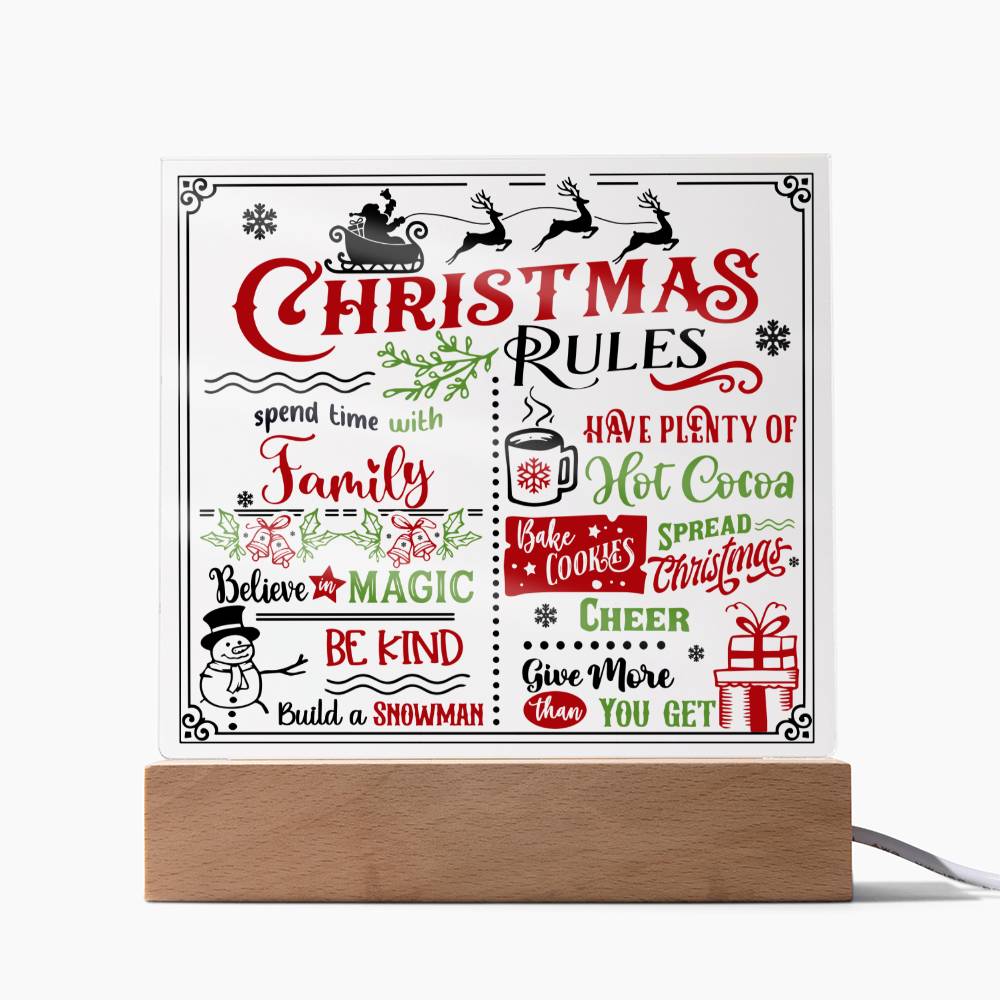Holiday Acrylic Plaque Gift - Christmas Rules