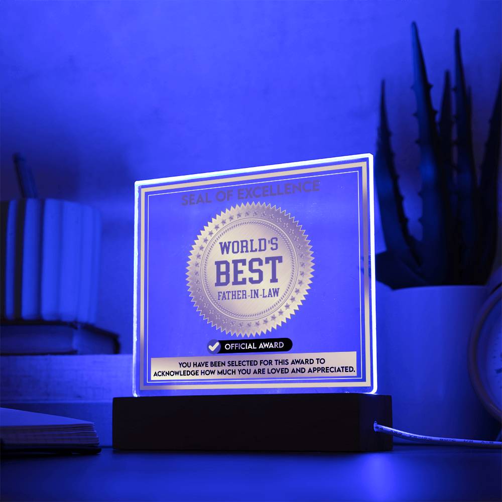 Acrylic Plaque Gift For Father-in-Law - Seal of Excellence