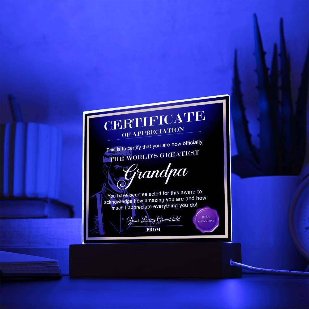 Acrylic Plaque Gift For Grandpa - World's Greatest Grandpa