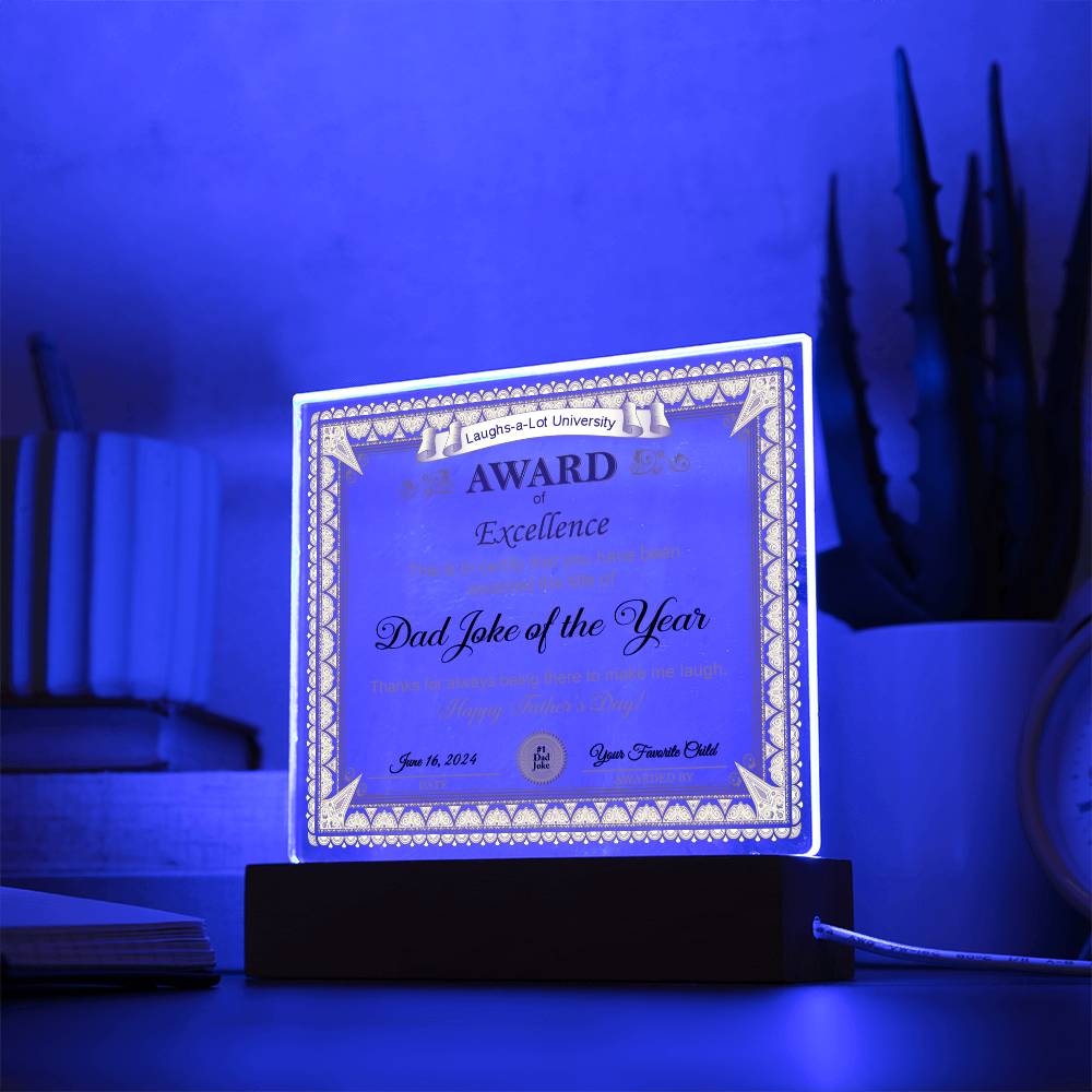 Acrylic Plaque Gift For Dad - Award of Excellence
