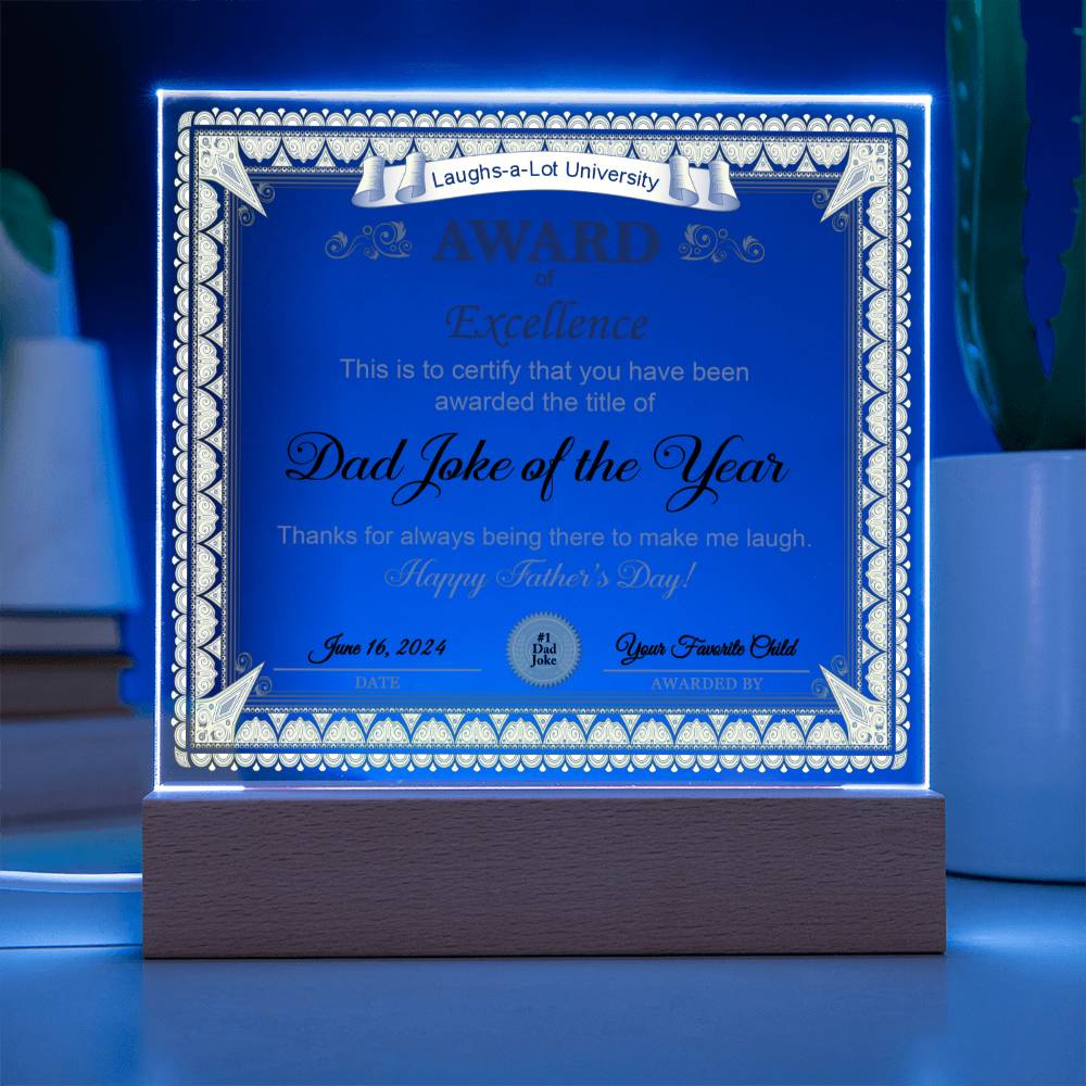 Acrylic Plaque Gift For Dad - Award of Excellence