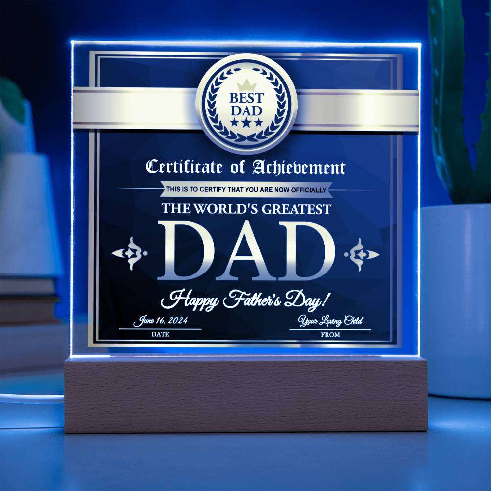Acrylic Plaque Gift For Best Dad - From Your Loving Child