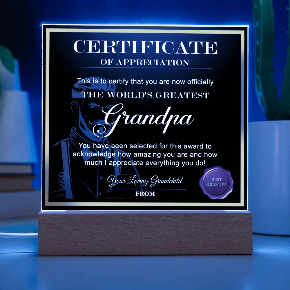 Acrylic Plaque Gift For Grandpa - World's Greatest Grandpa