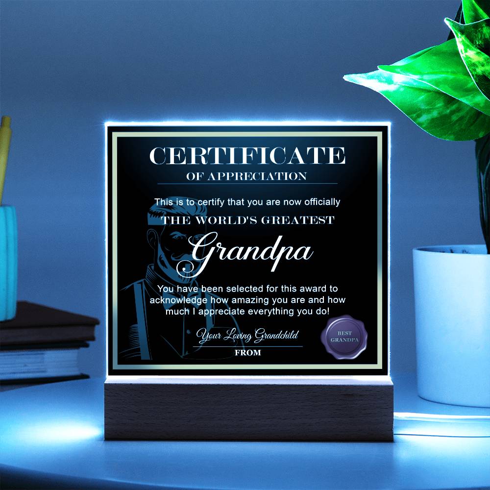 Acrylic Plaque Gift For Grandpa - World's Greatest Grandpa