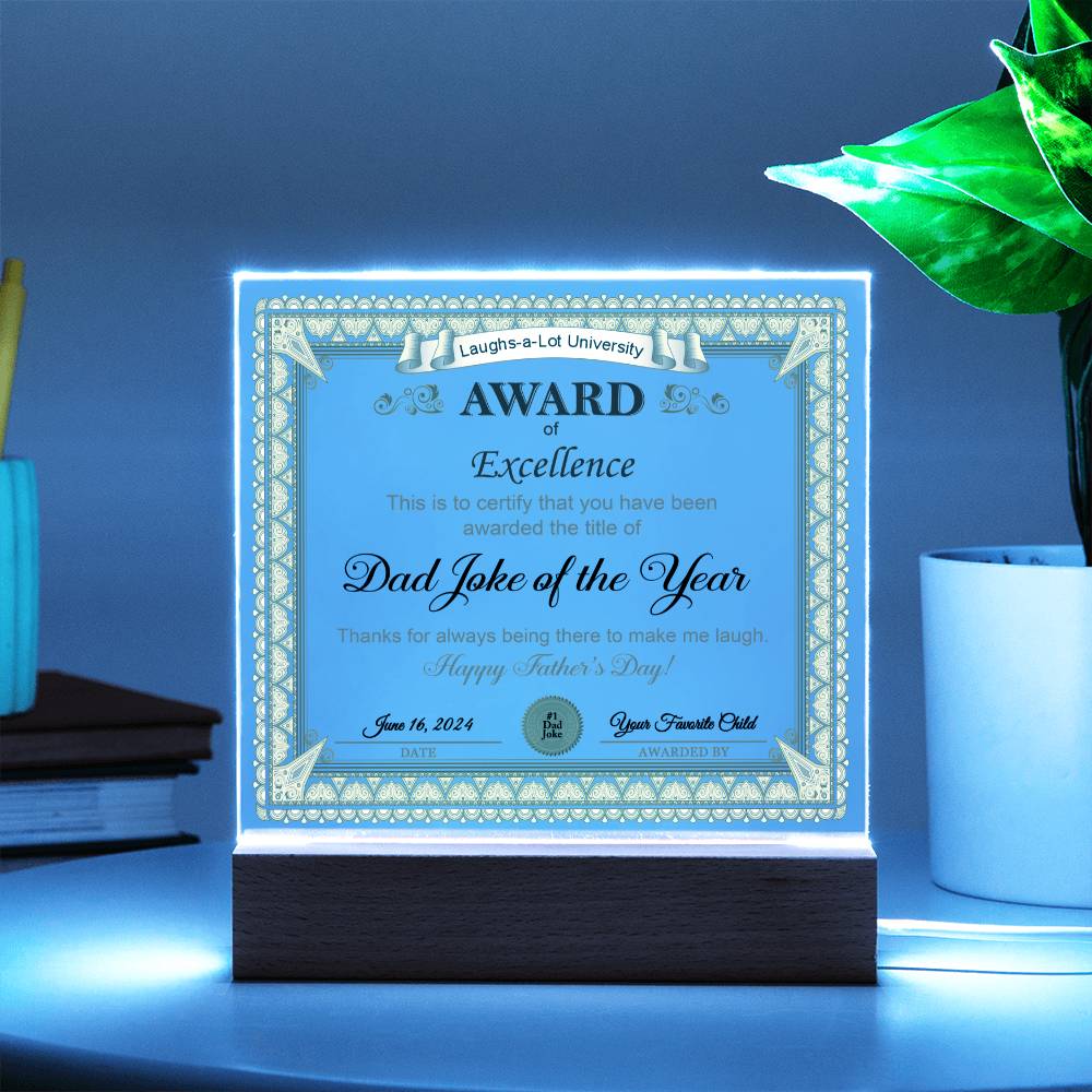 Acrylic Plaque Gift For Dad - Award of Excellence