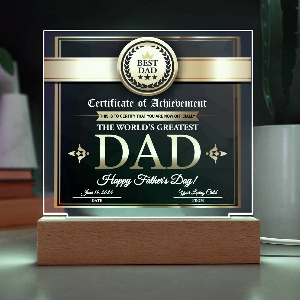 Acrylic Plaque Gift For Best Dad - From Your Loving Child