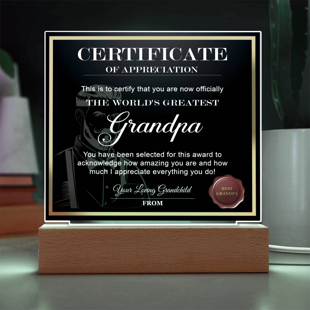 Acrylic Plaque Gift For Grandpa - World's Greatest Grandpa