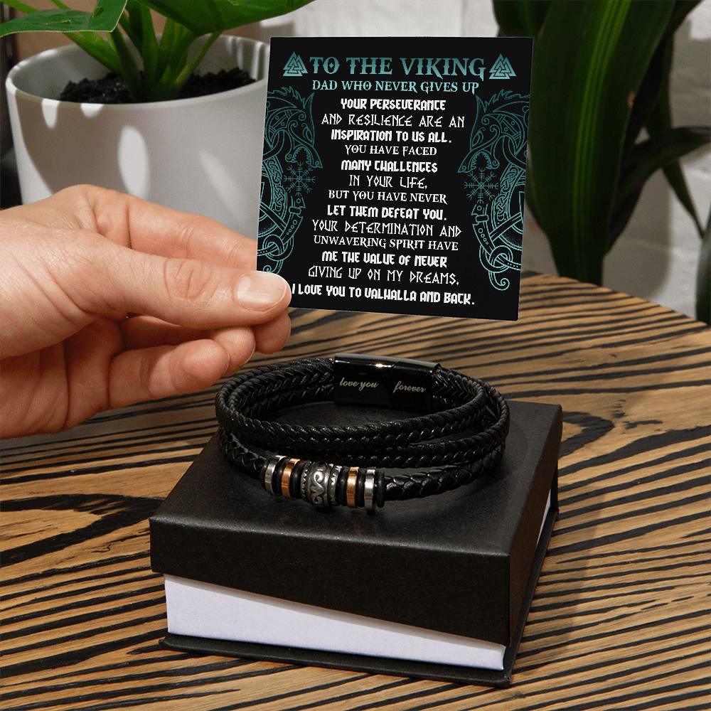 Bracelet Gift For The Viking Dad - Never Giving Up