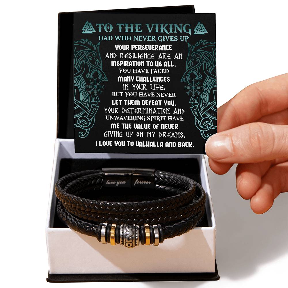 Bracelet Gift For The Viking Dad - Never Giving Up
