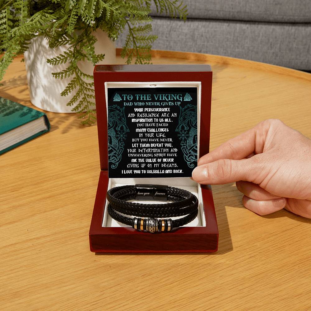 Bracelet Gift For The Viking Dad - Never Giving Up