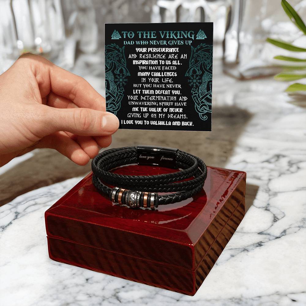 Bracelet Gift For The Viking Dad - Never Giving Up