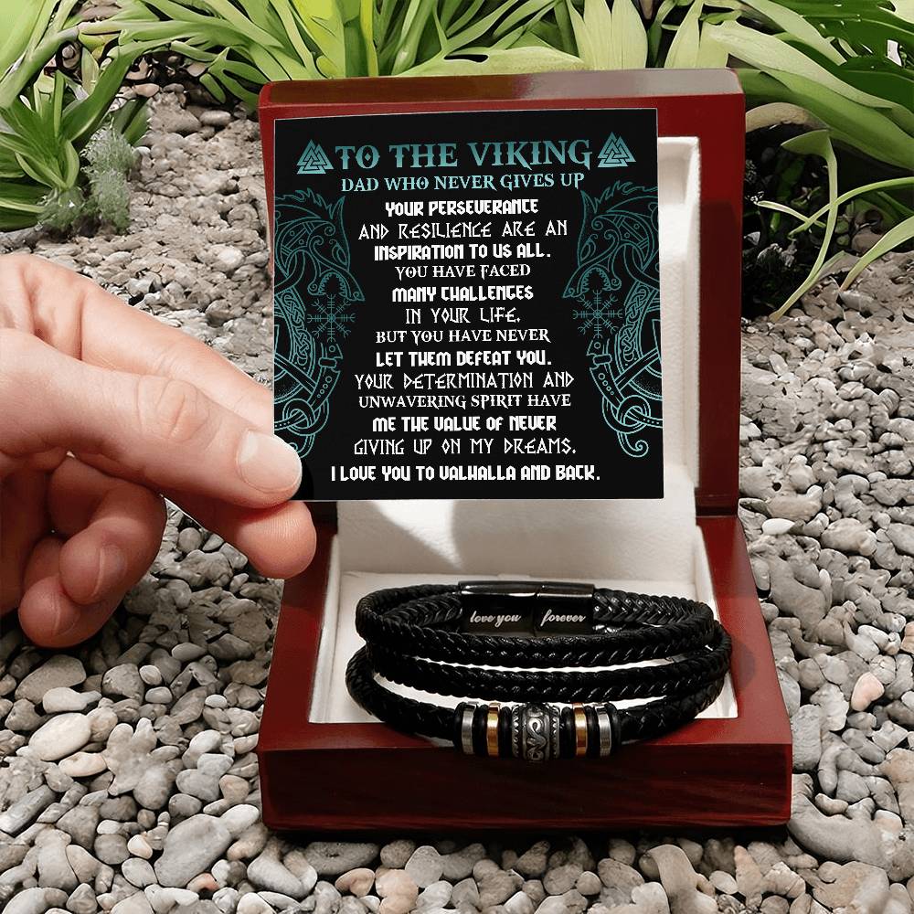 Bracelet Gift For The Viking Dad - Never Giving Up
