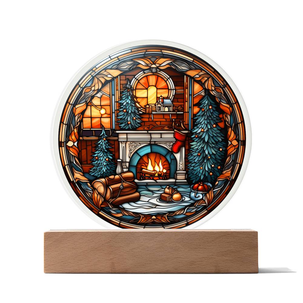 Christmas Acrylic Gift - Cozy Fireplace