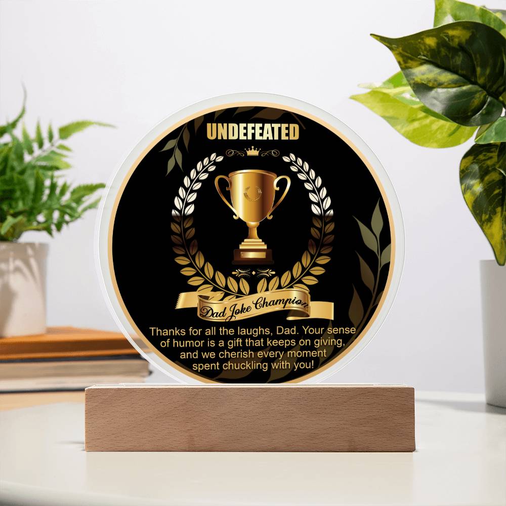 Acrylic Circle Plaque Gift For Dad - Dad Joke Champion