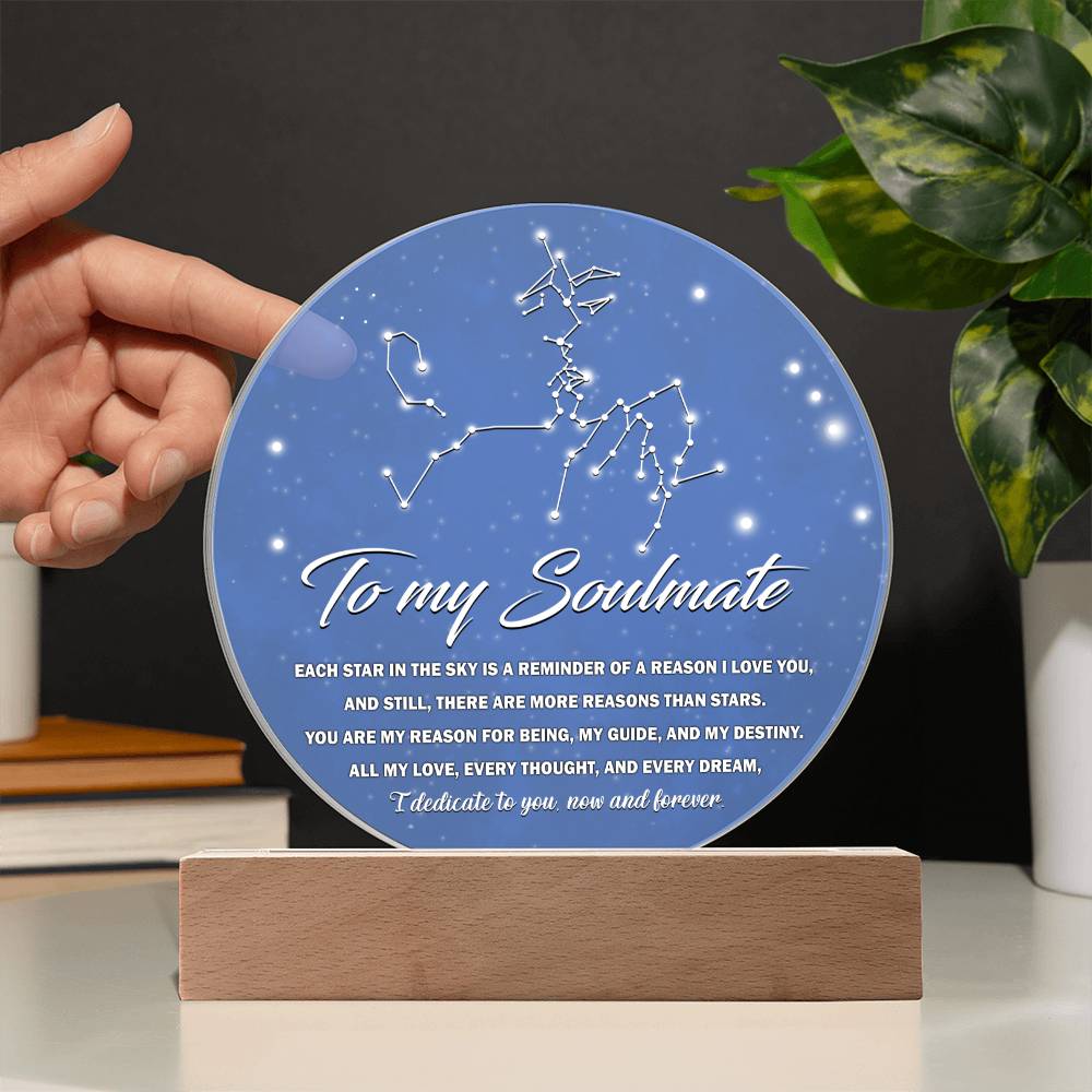 Valentine's Day Gift - Acrylic Circle Plaque - Soulmate Dedicate To You