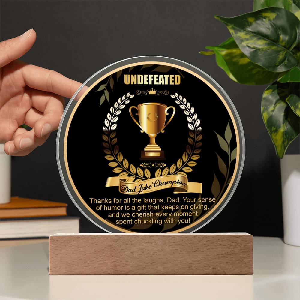 Acrylic Circle Plaque Gift For Dad - Dad Joke Champion