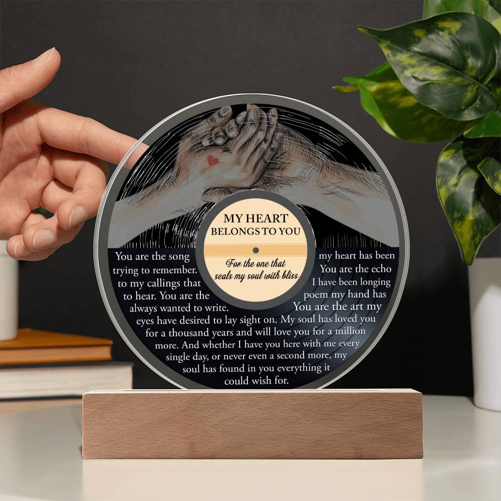Valentine's Day Gift - Acrylic Circle Plaque - Soulmate Belongs To You