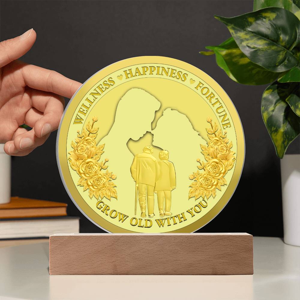 Valentine's Day Acrylic Circle Plaque Gift - Soulmate Grow Old