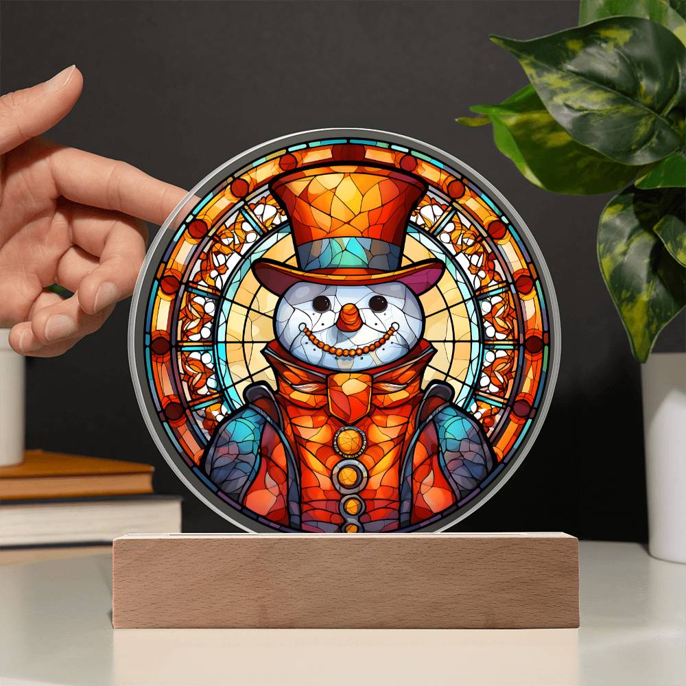 Holiday Acrylic Circle Plaque - Snowman