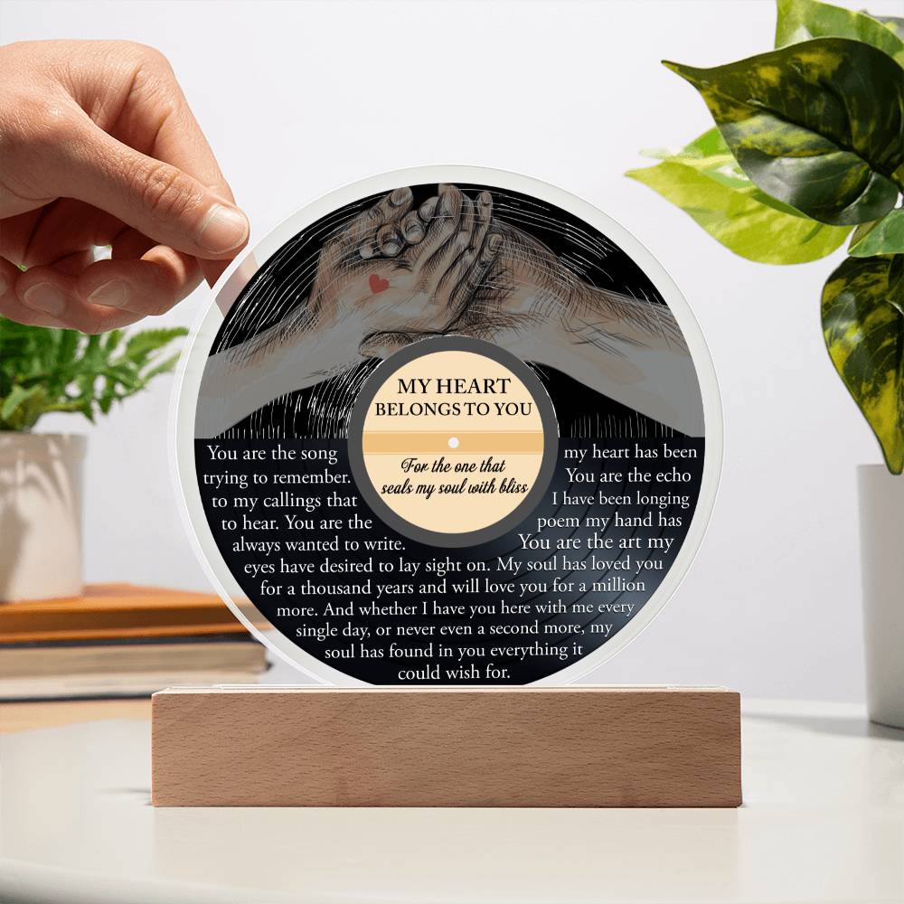 Valentine's Day Gift - Acrylic Circle Plaque - Soulmate Belongs To You