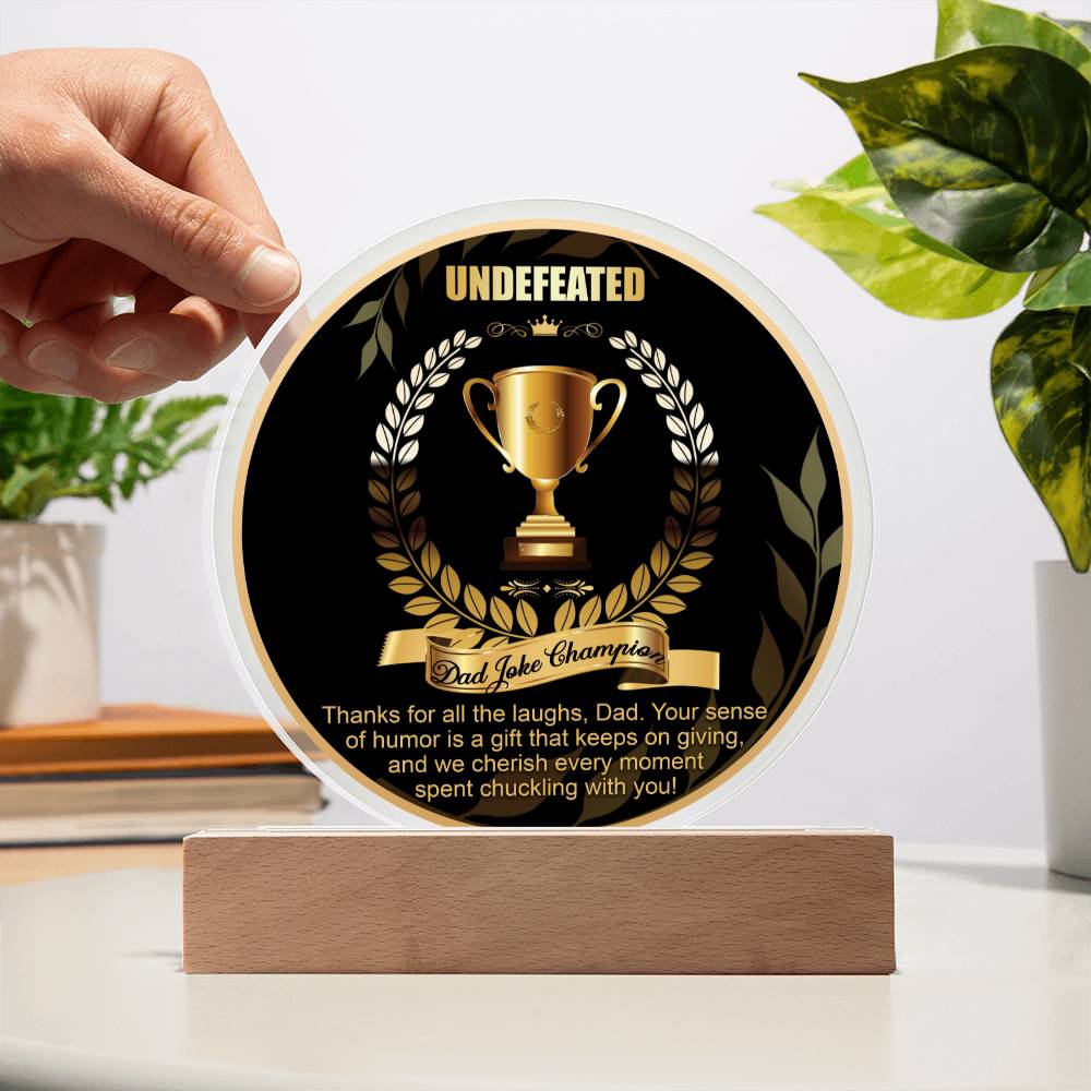 Acrylic Circle Plaque Gift For Dad - Dad Joke Champion