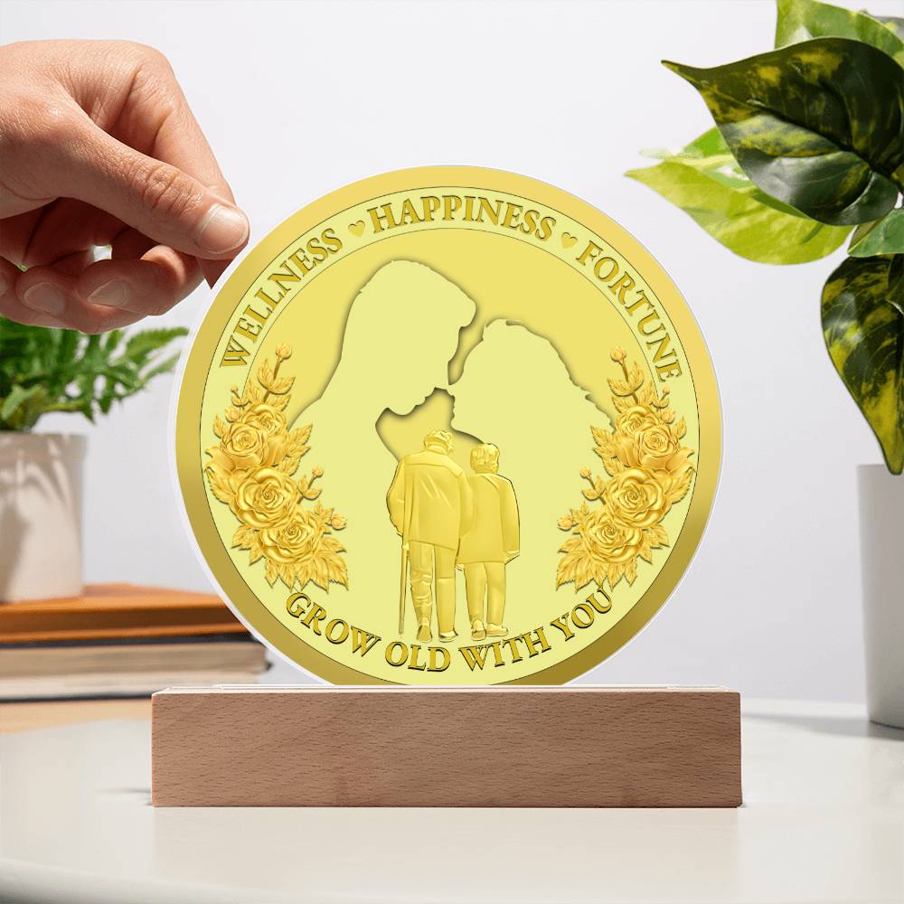 Valentine's Day Acrylic Circle Plaque Gift - Soulmate Grow Old