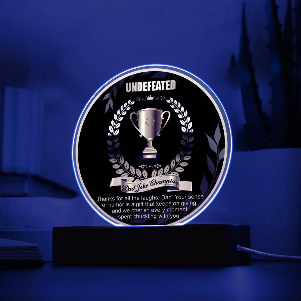 Acrylic Circle Plaque Gift For Dad - Dad Joke Champion